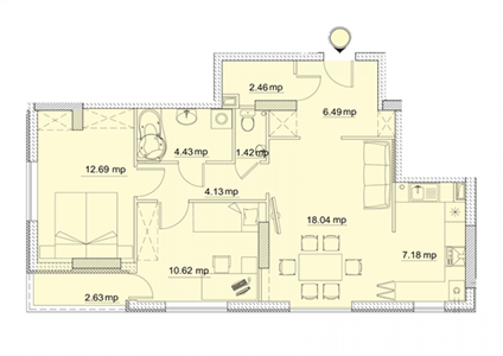 Apartament cu 2 camere